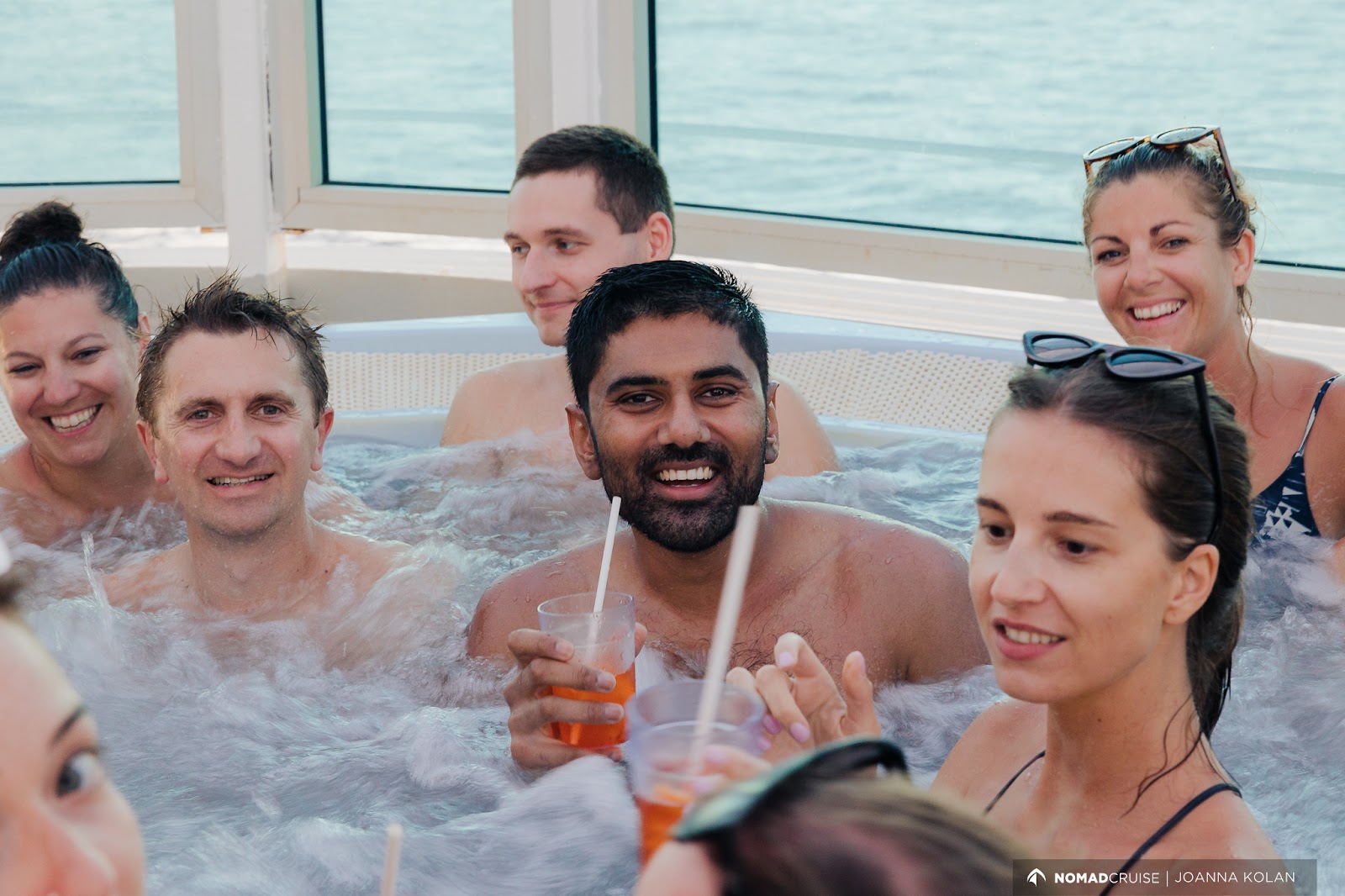 A man building healthy relationships with other people in a hot tub.