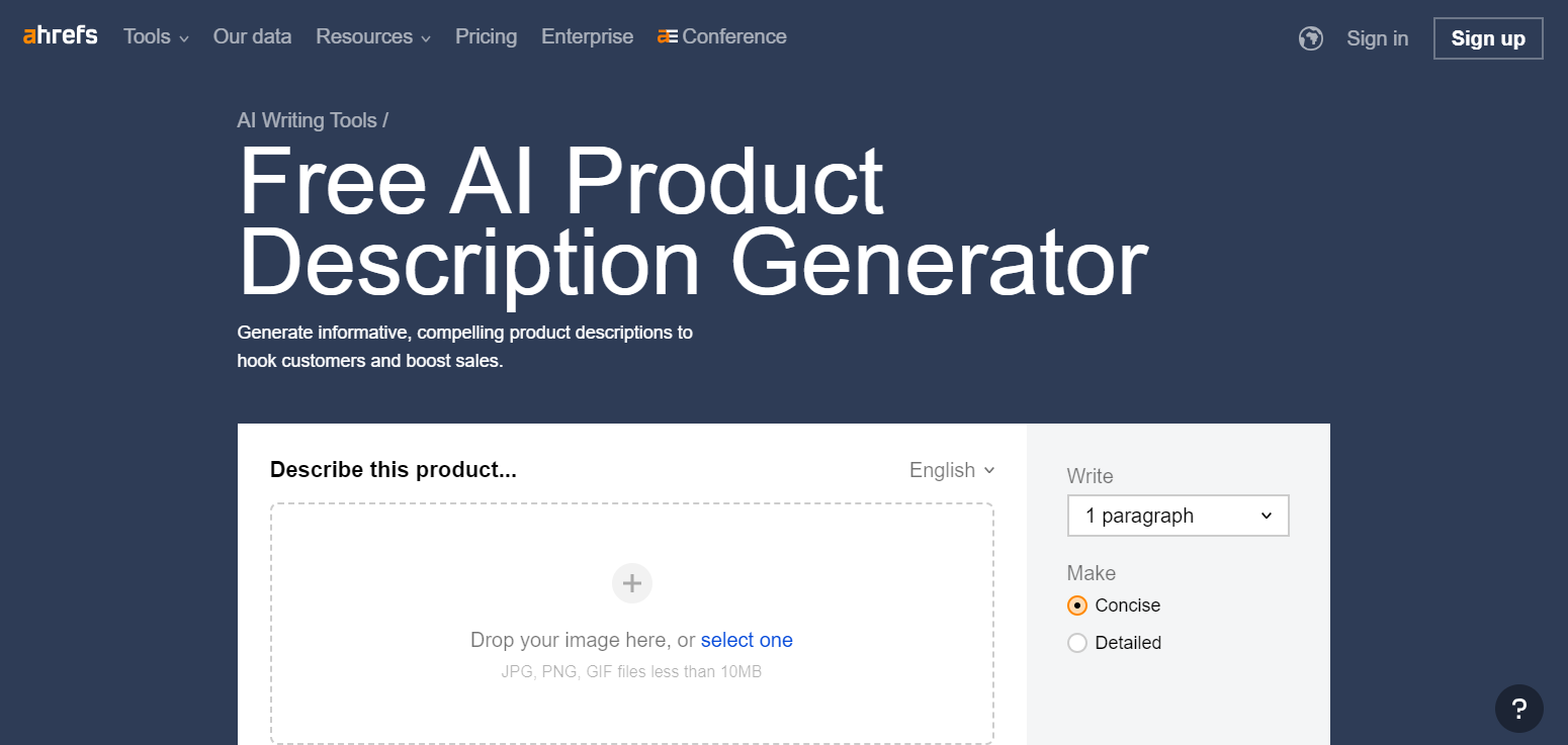 Ahrefs Product Description Generator