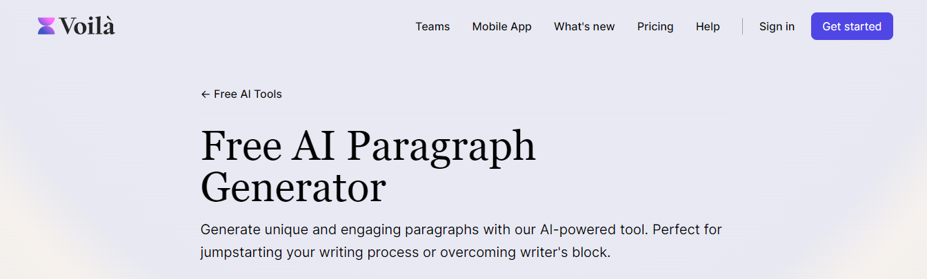 GetVoila.ai Paragraph Generator