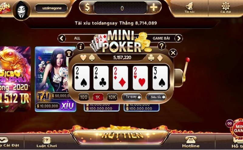 Game Mini poker 68 game bài rất được yêu thích hiện nay