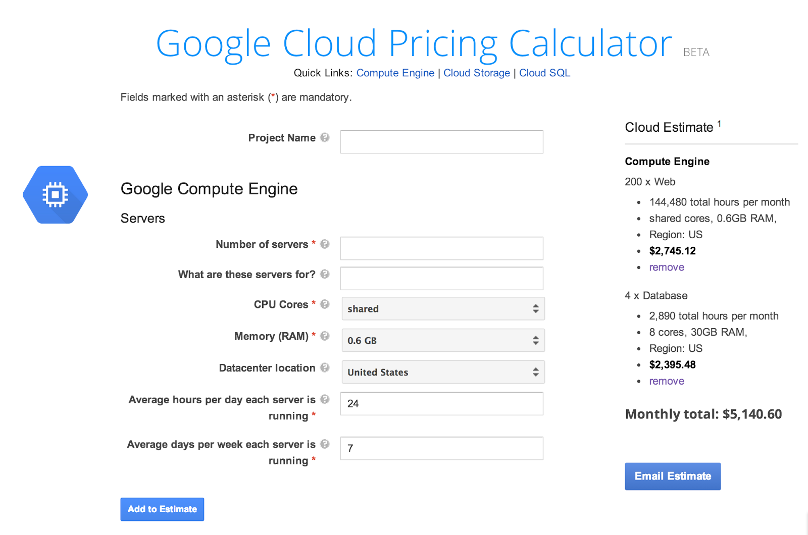 Google Cloud Pricing Calculator Overview