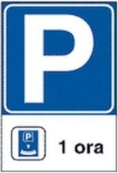 Road sign for a free parking space with a limited time