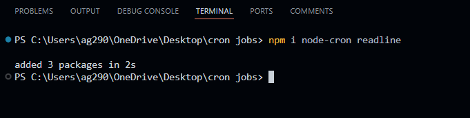 Install node-cron and readline module