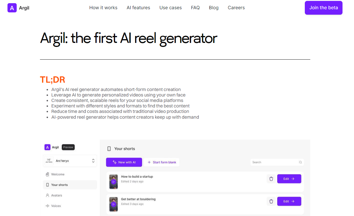 Argil.ai AI Reel Generator