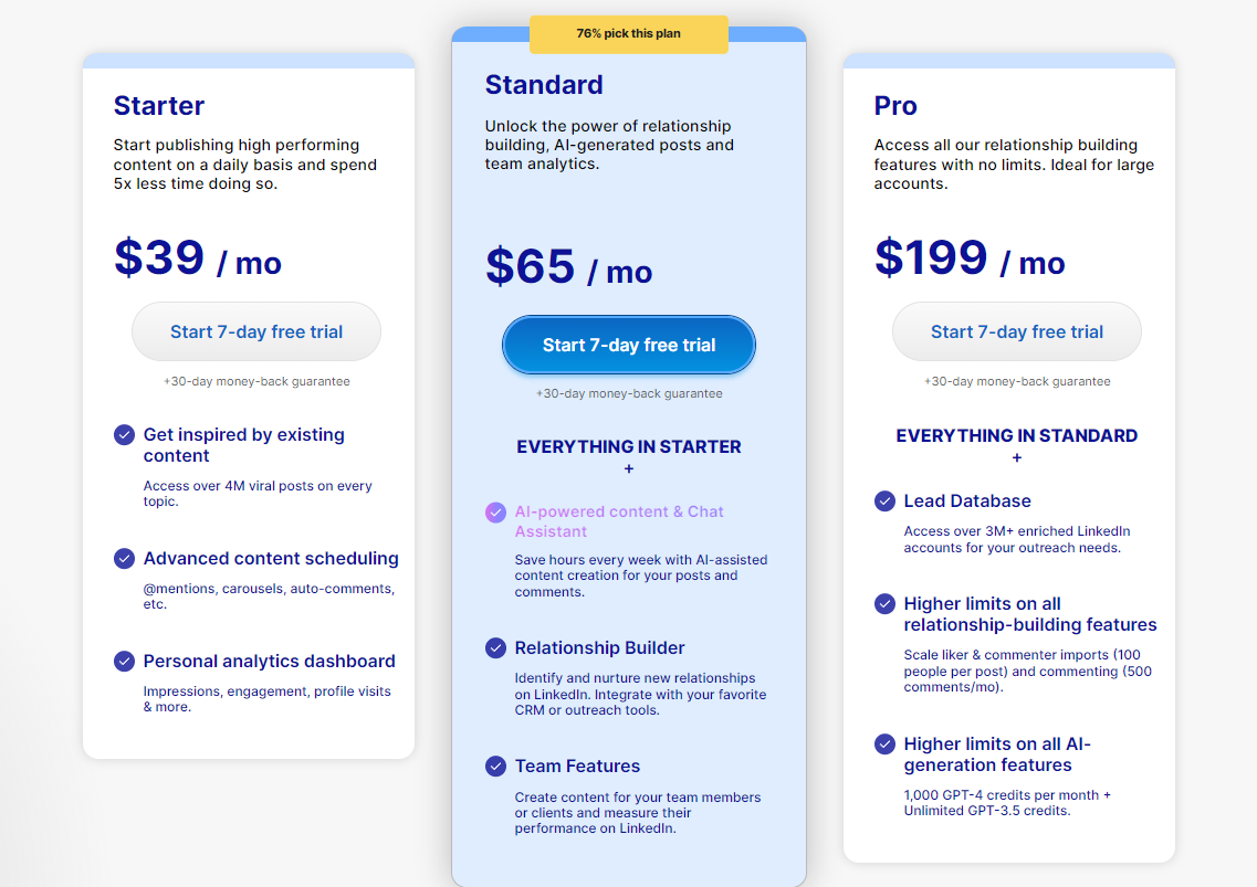 Taplio Plans and Pricing 