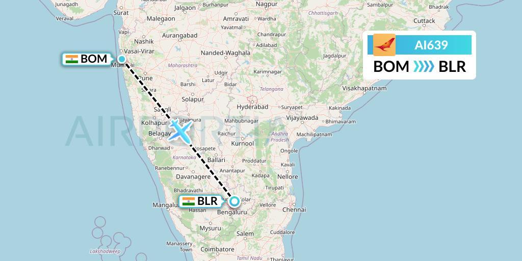 AI639 Flight Status Air India: Mumbai to Bangalore (AIC639)