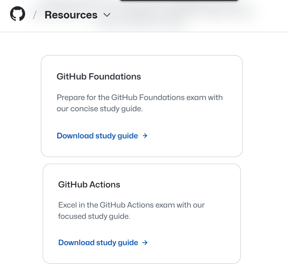 Image showing the links to each certification study guide on the certification website