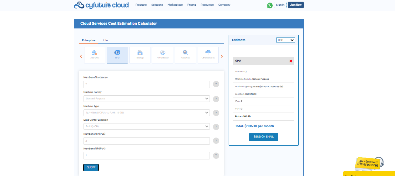 Cloud Cost Calculator