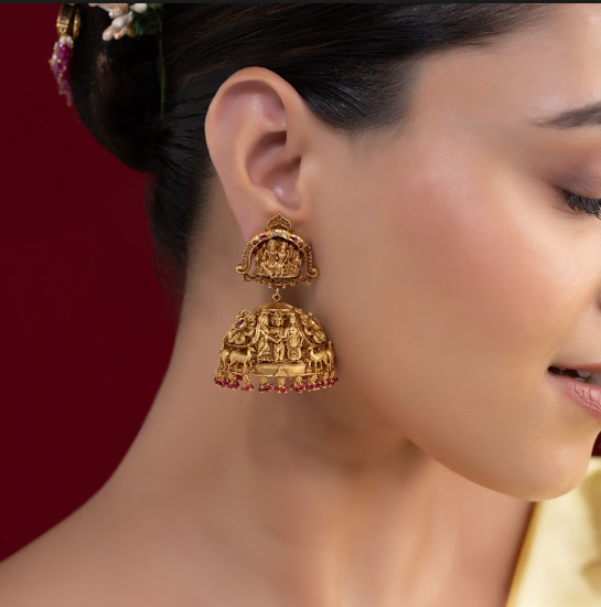 Traditional  gold jhumkas for wedding | CKC Jewellery Store