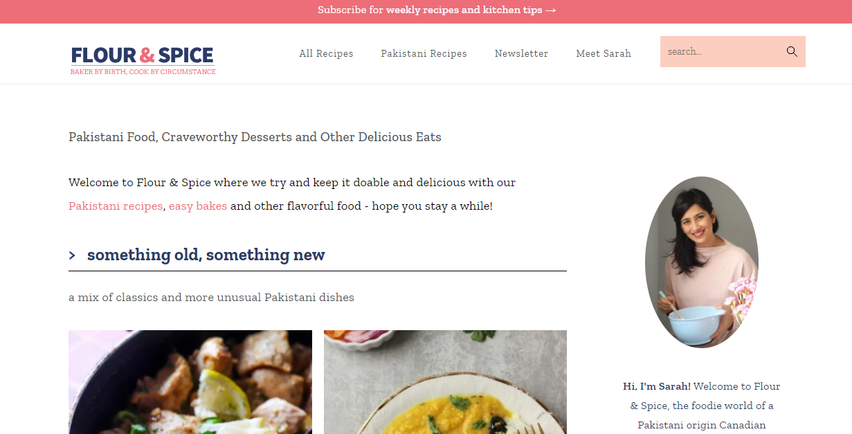 Flour & Spice Homepage - example of the best blog site designs