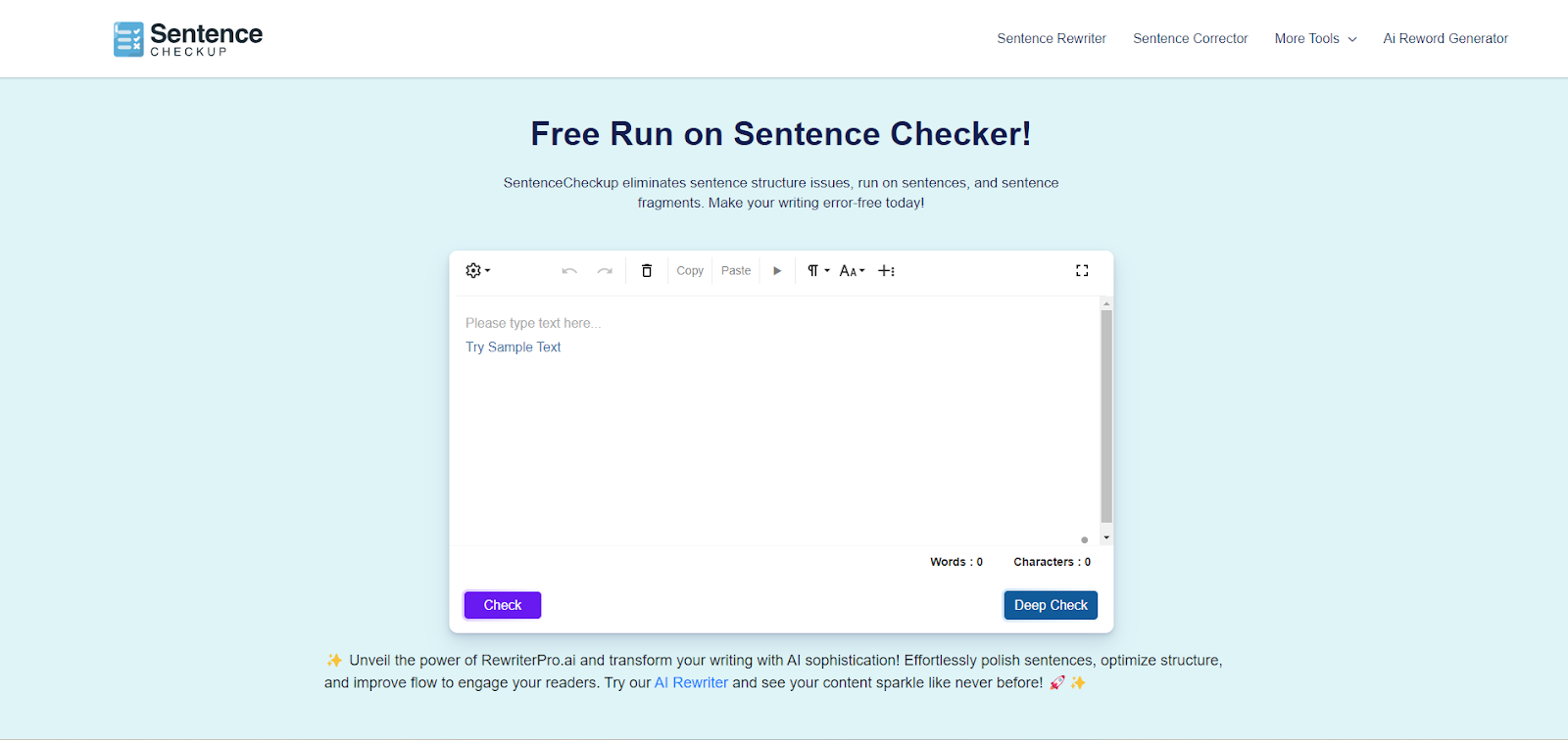 SentenceCheckup.com Sentence Generator