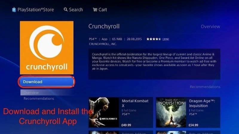 download crunchyroll app on playstation