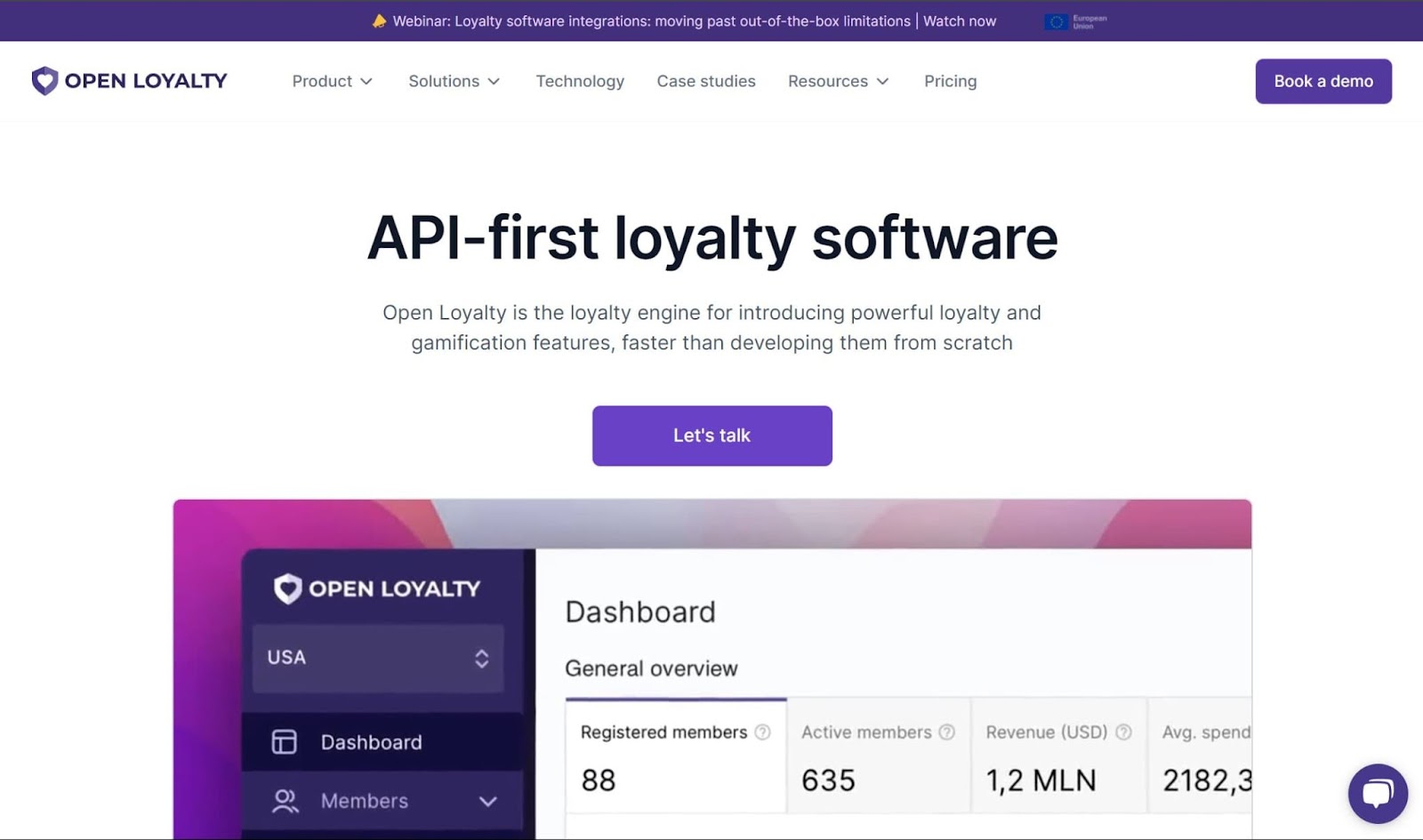 Screenshot of Open Loyalty website