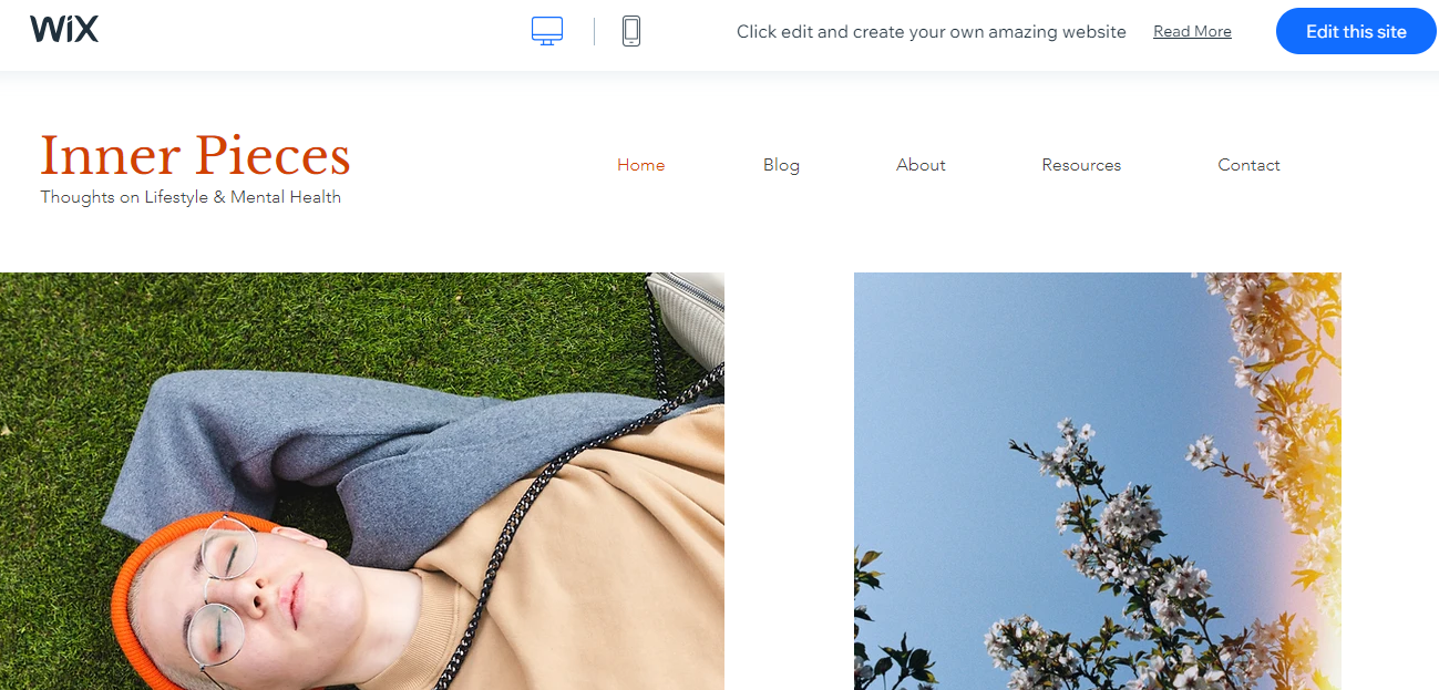 Inner Pieces personal blog template