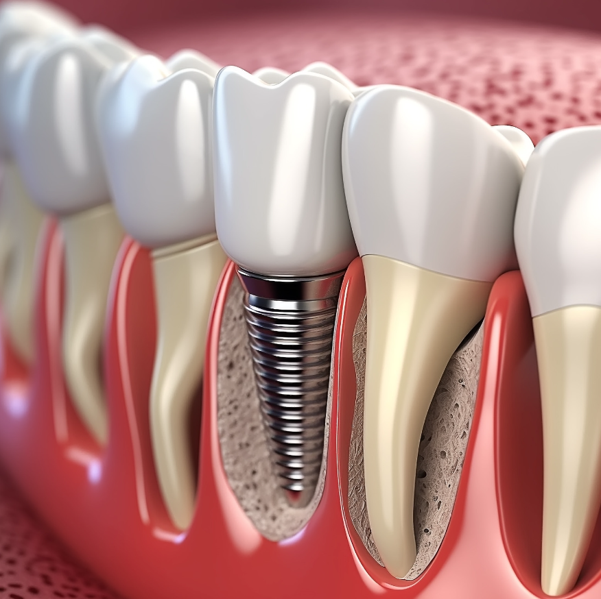 Dental implant in a mouth
