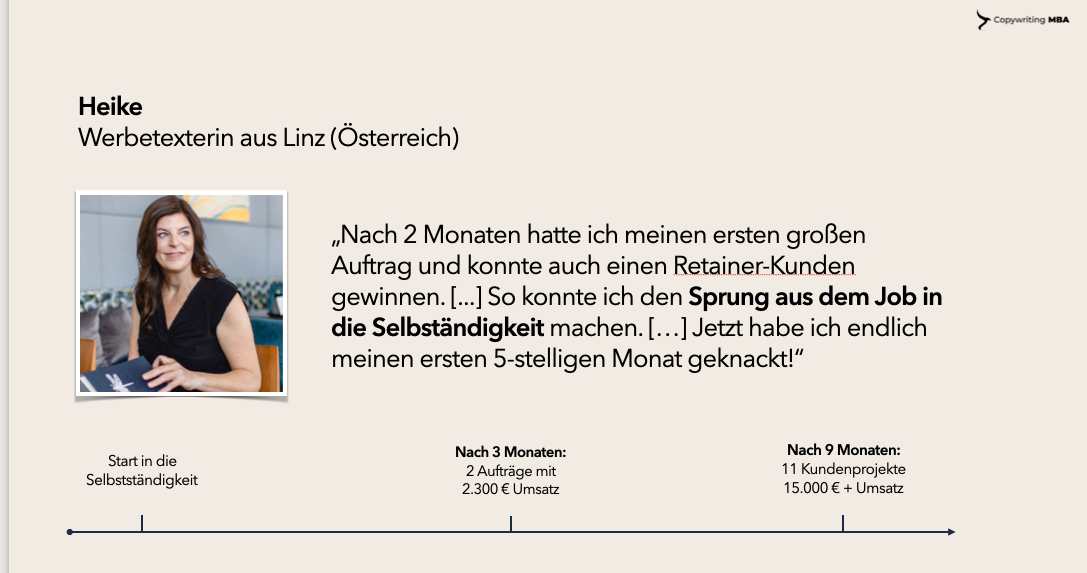 Copywriterin, die mit Copywriting auf Deutsch 5-stellige Umsätze gemacht hat.