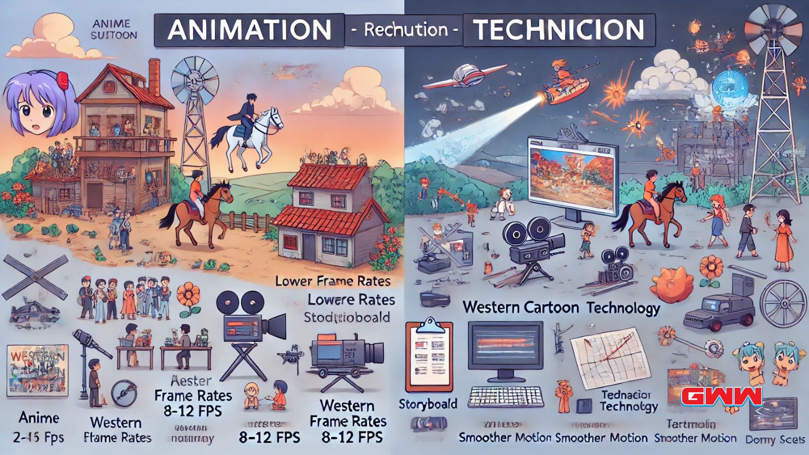 Anime vs. Western Cartoons: Animation techniques and production scenes