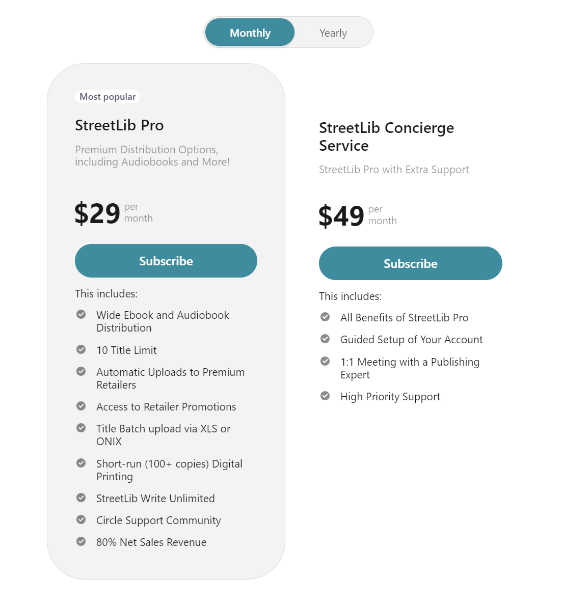 Streetlib pricing