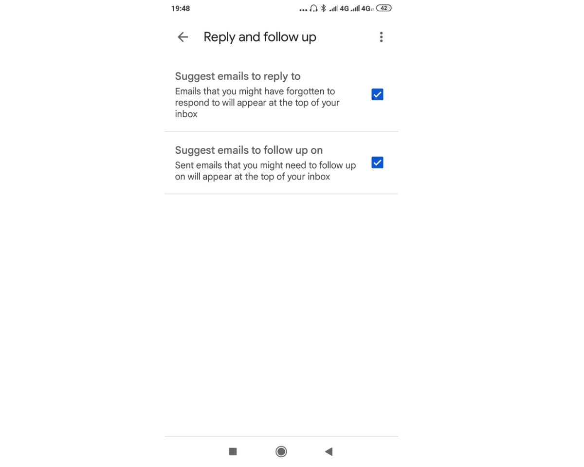 Steps to set up a Gmail account on mobile devices for follow-up reminders - check the boxes In the Reply and follow up window