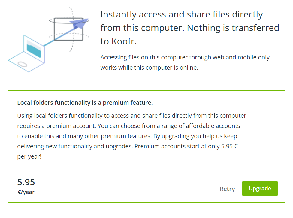 Koofr local folders function