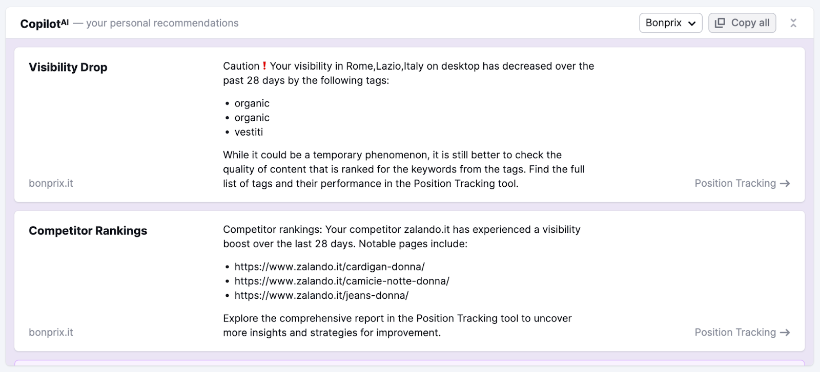 Semrush’s AI assistant ‘Semrush Copilot' - Semrush vs Ahrefs