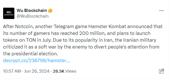 telegram game hamster kombat draws 200m users