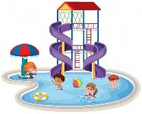 Premium Vector | Children at a waterpark