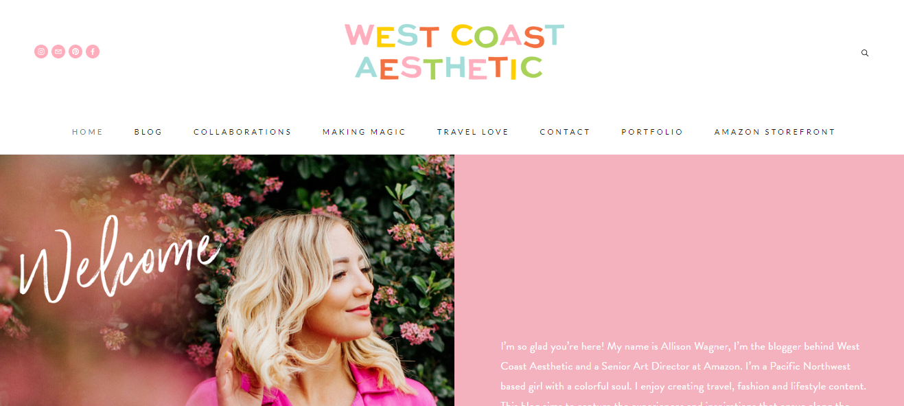 Homepage of West Coast Aesthetic - an aesthetic blog
