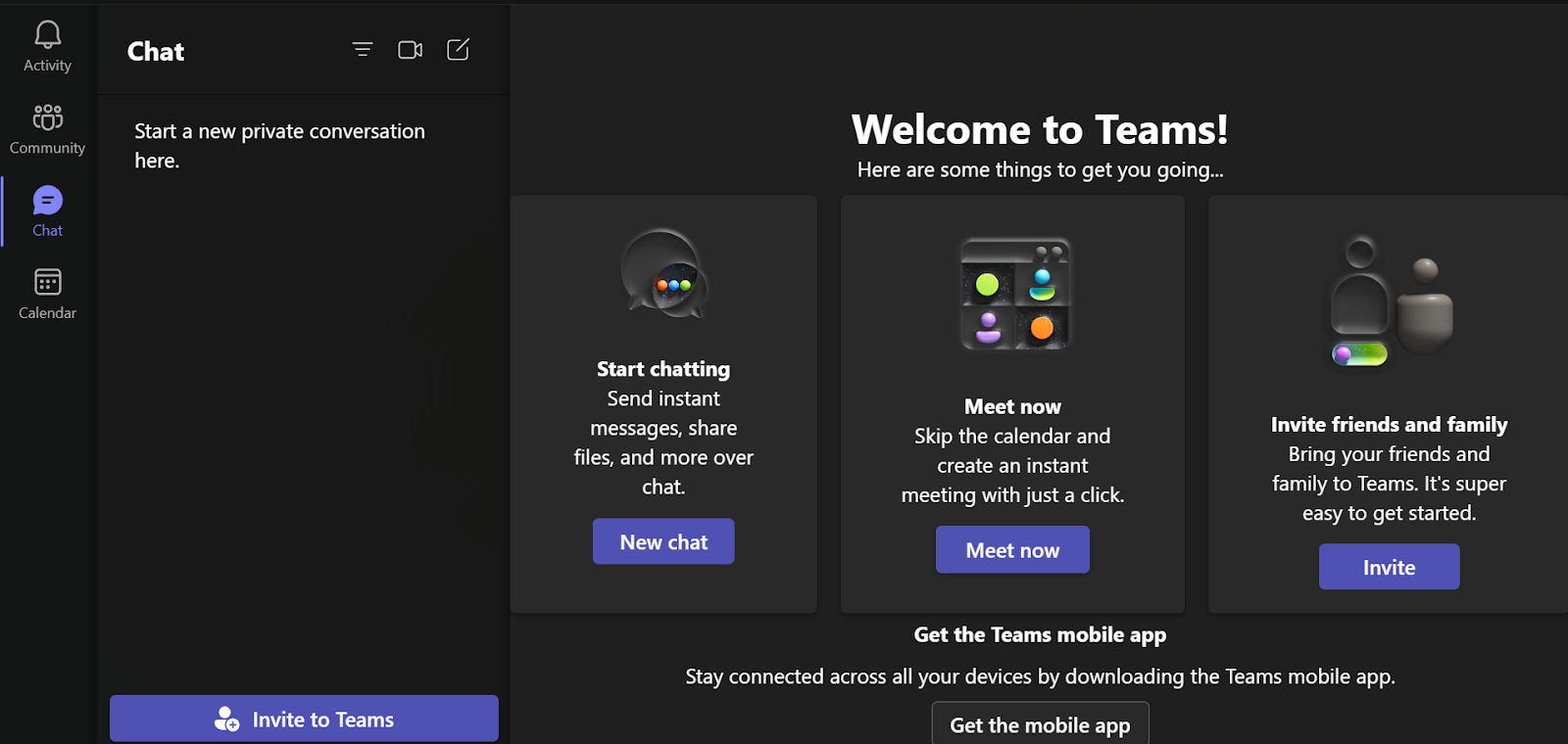 Microsoft Teams website snapshot highlighting the services it offers.