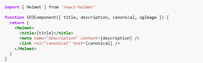 Implementasi optimasi meta tags menggunakan React Helmet.