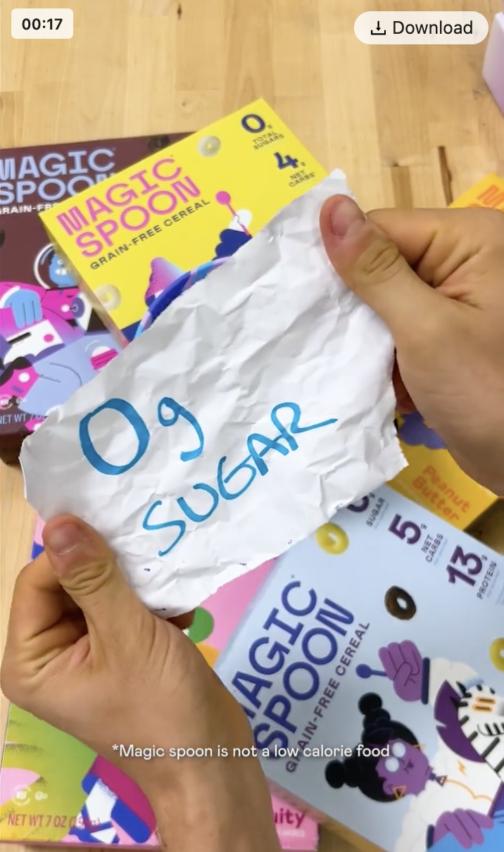 Screenshot of Magic Spoon ad