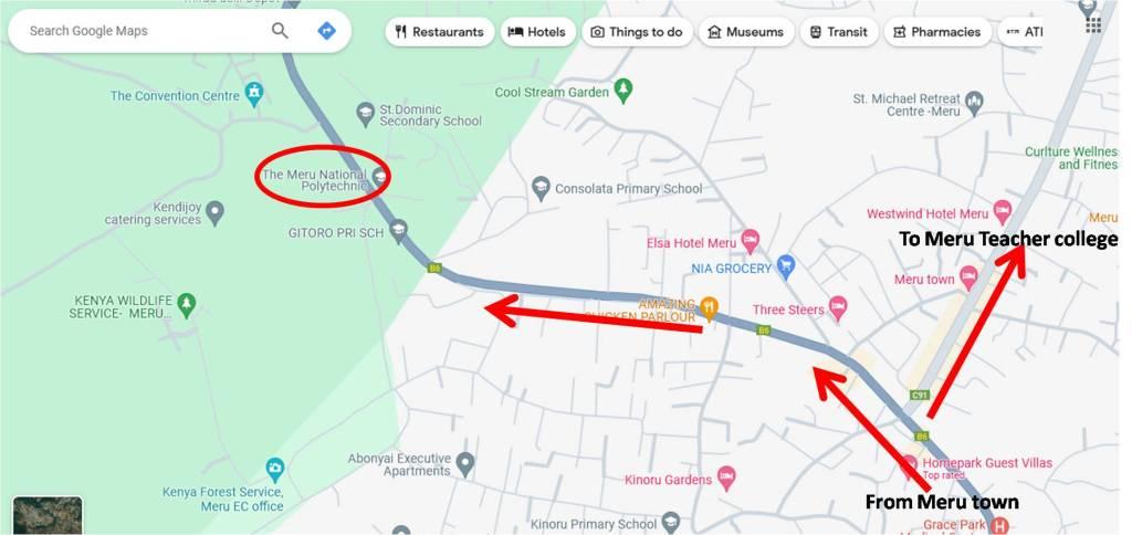 Meru national polytechnic location and direction