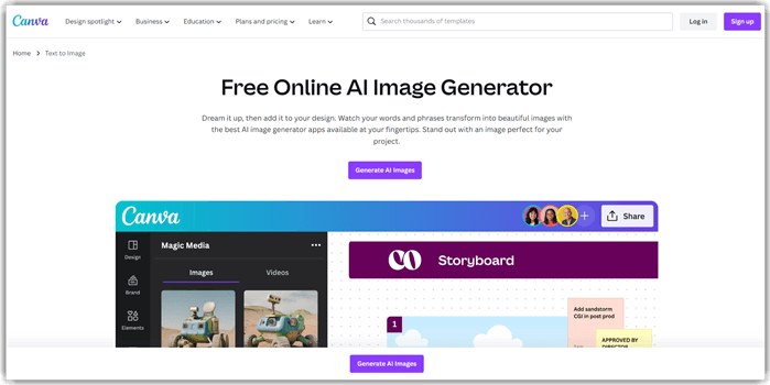 Generador de imágenes de IA en línea gratuito de Canva