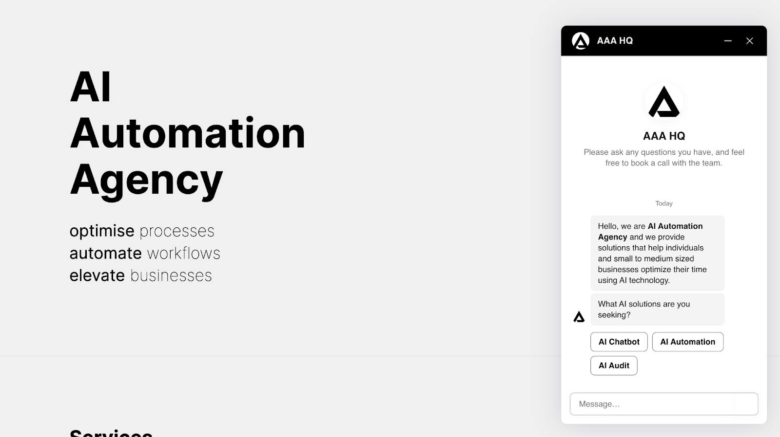 AI Automation Agency website