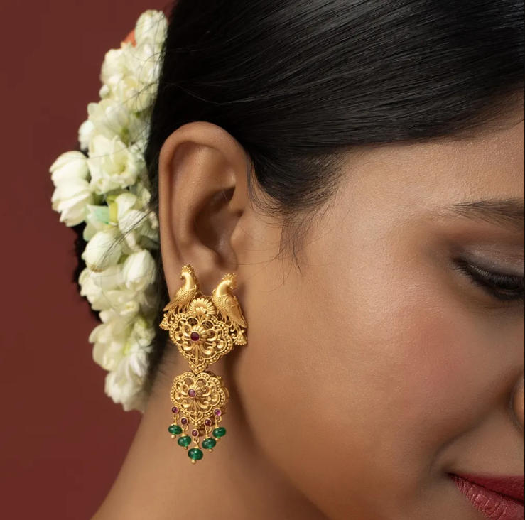 Traditional Earrings with Floral motifs | CKC Jewellery Store