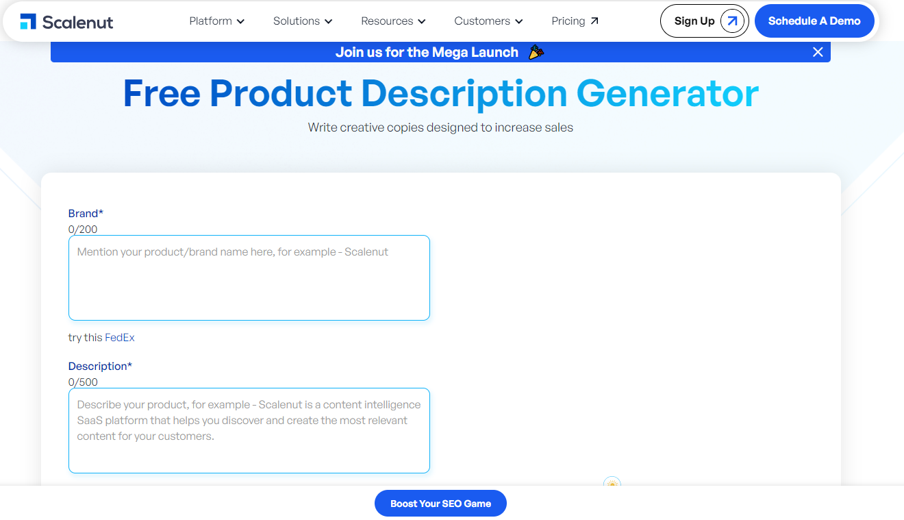 Scalenut Product Description Generator