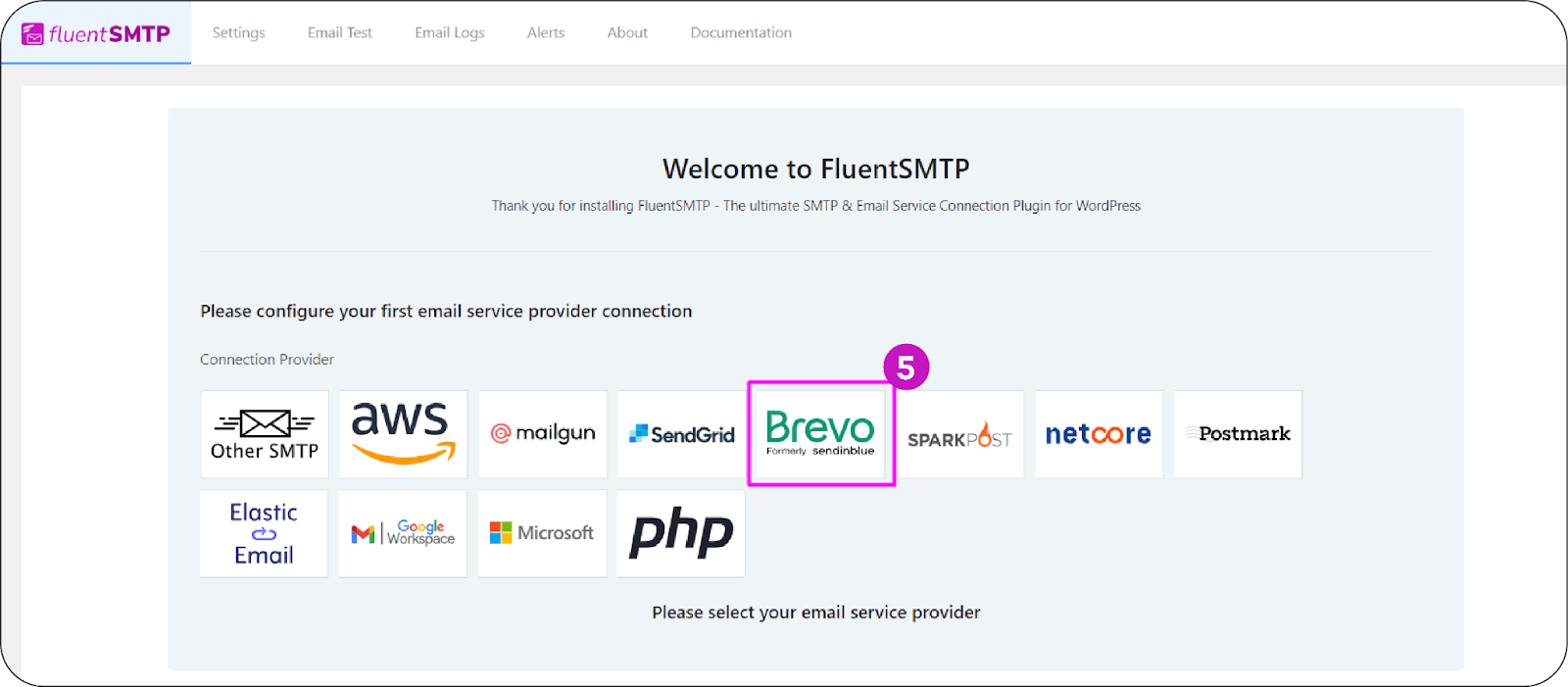 fluentsmtp settings with brevo