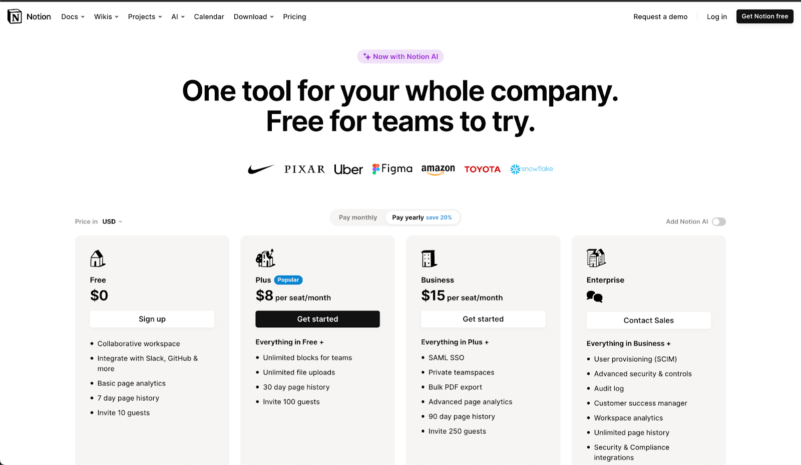 Notion membership tiers and pricing | Reveal Studio Co.