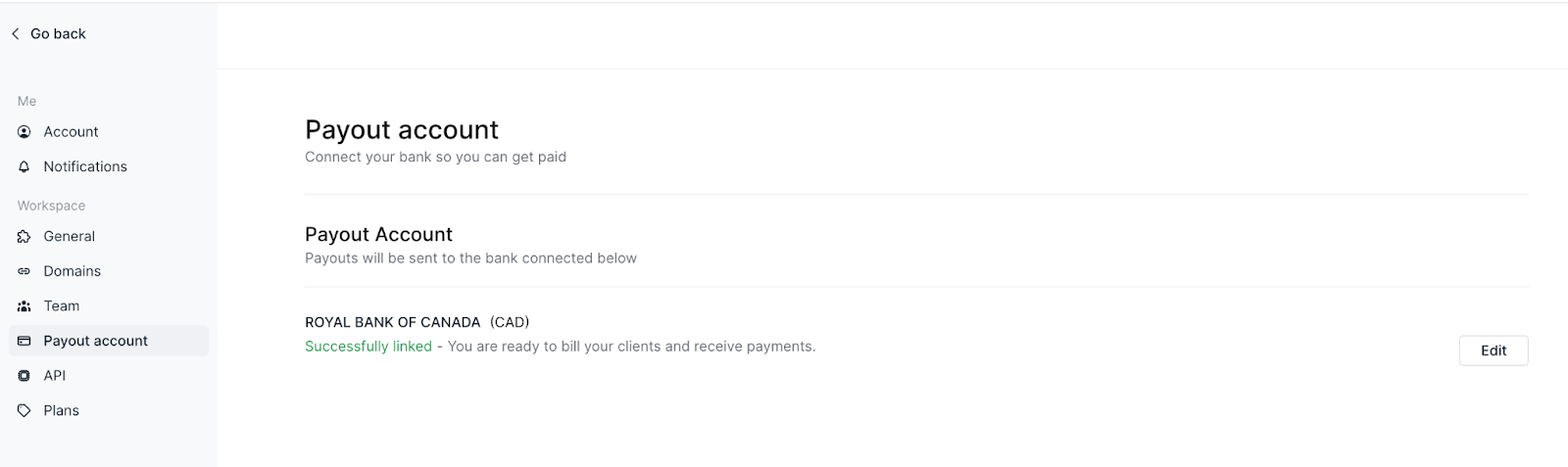 Payout account settings in Copilot