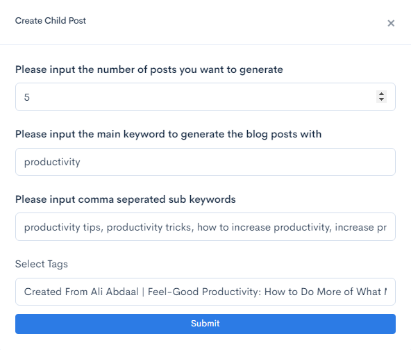 Options for creating bulk content with CGAI