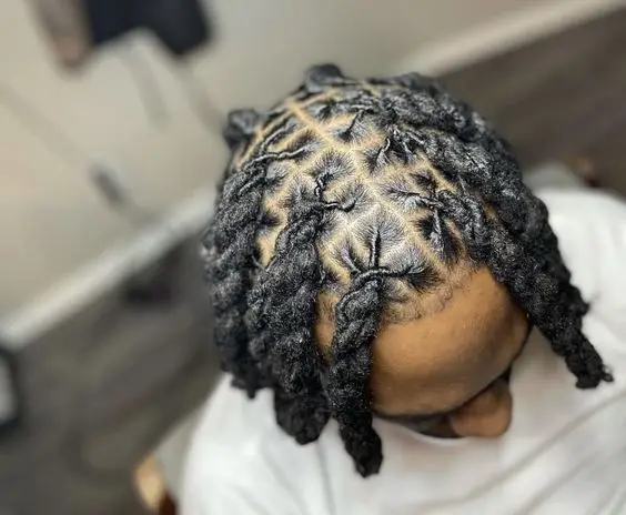 Aerial view of a guy wearing the 3-Strand Twists