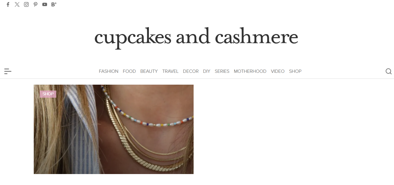 Cupcakes And Cashmere Homepage for understanding what is lifestyle blogging