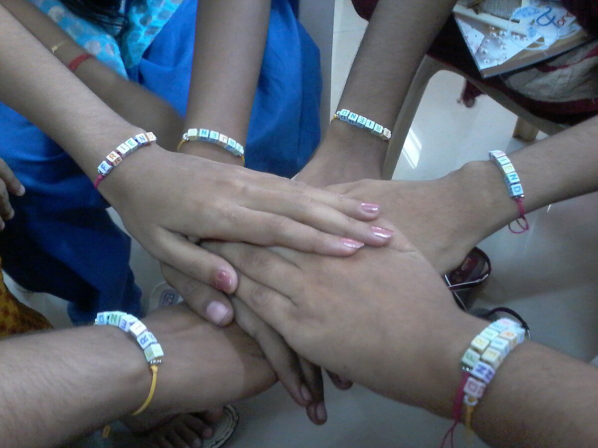 Stylish Friends Forever DP wearing friendship bands
