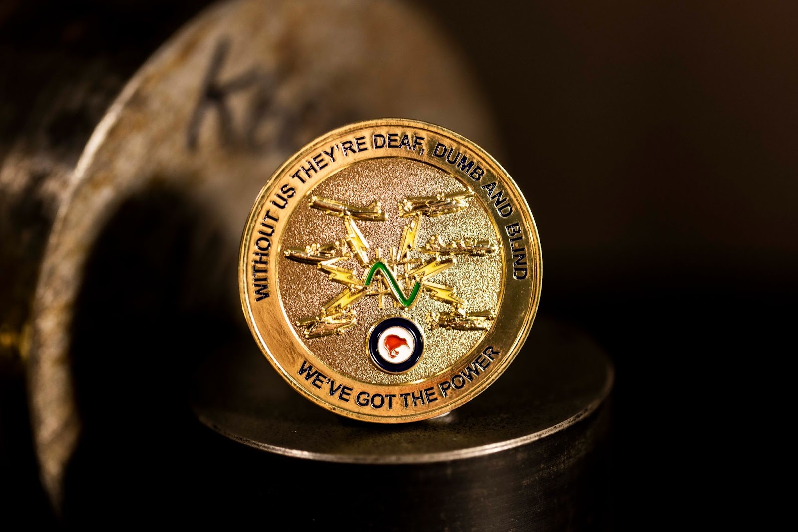 Custom challenge coin made for the Royal New Zealand Air Force's Avionics Squadron