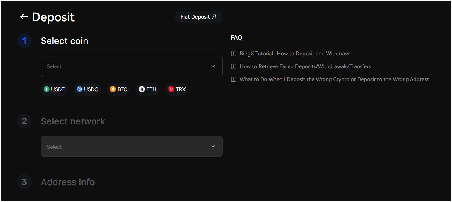 Step 3: Depositing Funds on BingX