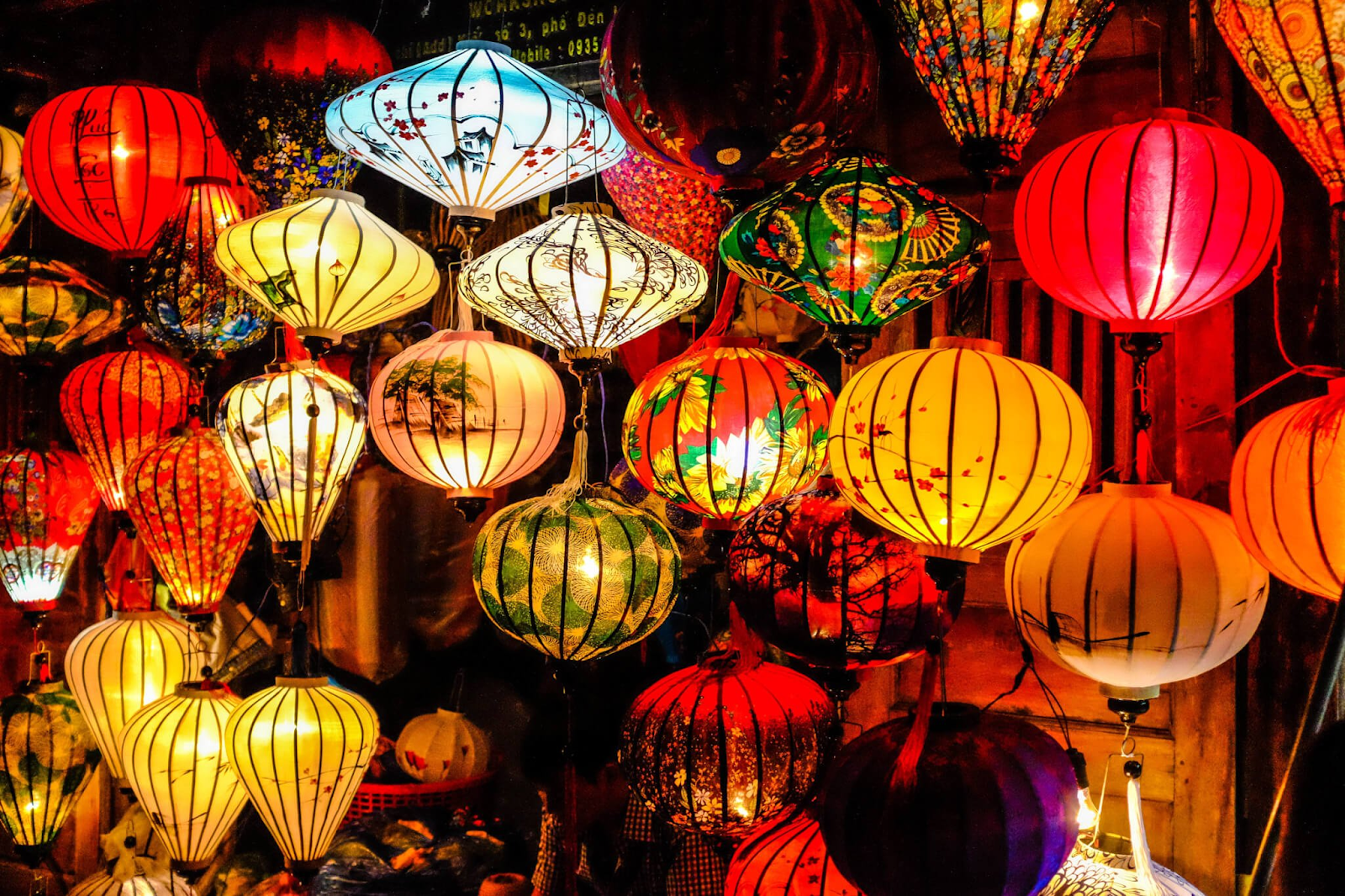 Colorful, unique lanterns which symbolize a new start