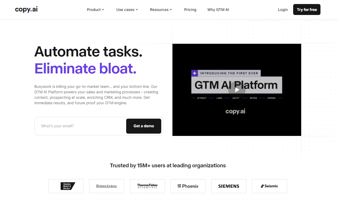 Copy.AI: Automate tasks. Eliminate bloat.