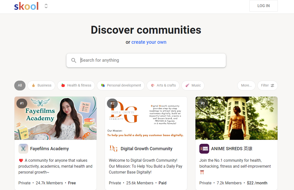 Skool: Discover communities