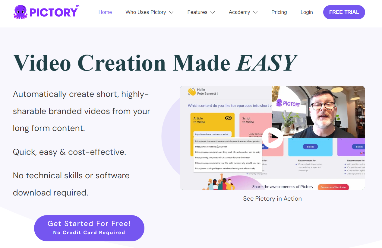 Pictory is a cloud-based video editing tool