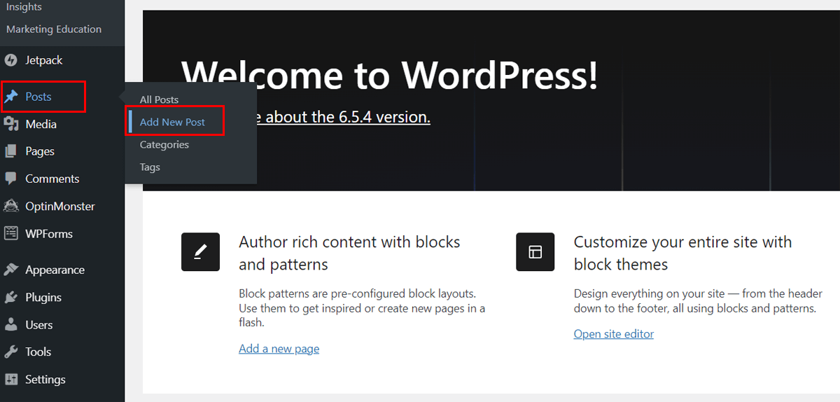 Add New Post to WordPress